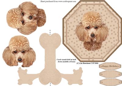 Apricot Poodle Plate Shaped Card & Stand