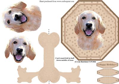 Golden Retriever Plate Shaped Card & Stand