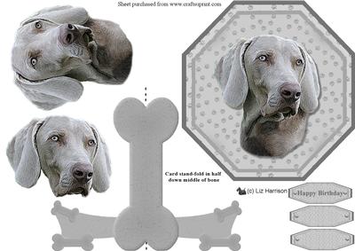 Weimaraner Plate Shaped Card & Stand