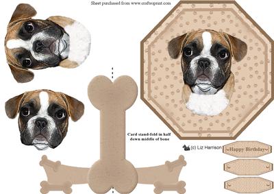 Boxer Puppy Plate Shaped Card & Stand
