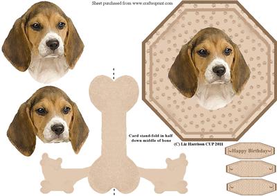 Beagle Puppy Plate Shaped Card & Stand