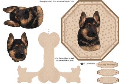 German Shepherd Puppy Plate Shaped Card & Stand