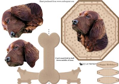 Red Setter Plate Shaped Card & Stand
