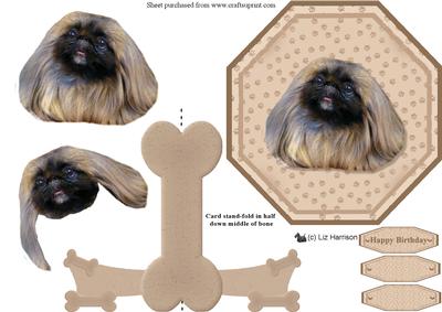 Pekingese Plate Shaped Card & Stand