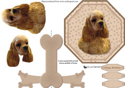 American Cocker Spaniel Plate Shaped Card & Stand