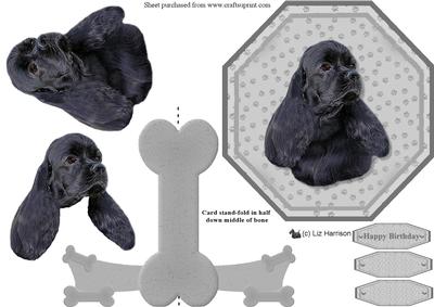 American Cocker Black Spaniel Plate Shaped Card & Stand