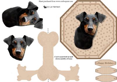Manchester Terrier Plate Shaped Card & Stand