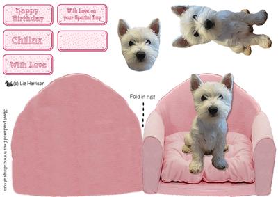 Westie on a Pink Chair