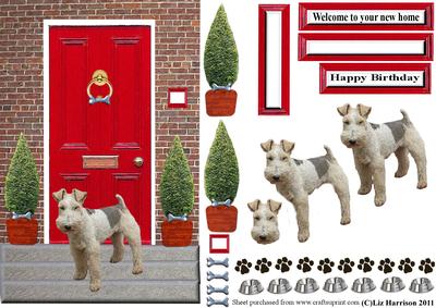 Fox Terrier,wire Haired,with a Red Door