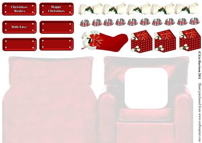 Christmas Dogs in an Arm Chair Insert