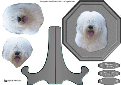 Old English Sheepdog Plaque & Stand