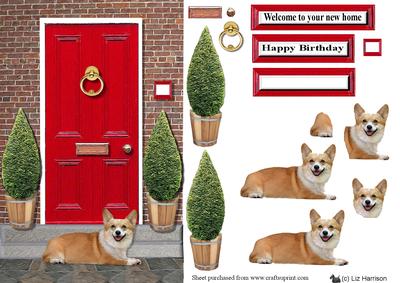 Welsh Pembroke Corgi with a Red Door