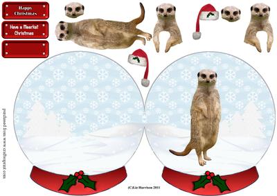 Christmas Meerkat in a Snow Globe