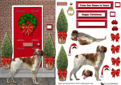 Brittany Spaniel Christmas Door