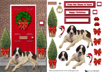 Irish Red & White Setter Christmas Door Step