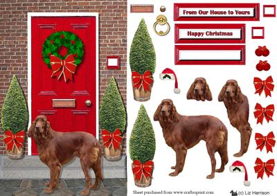 Irish Red Setter Christmas Door Step