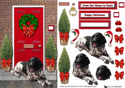 Large Munsterlander Dog Christmas Door Step