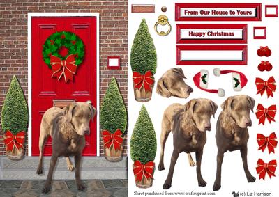 Chesapeake Bay Retriever Christmas Door Step