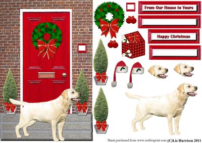 Golden Labrador Christmas Door Step