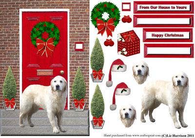 Golden Retriever Christmas Door Step