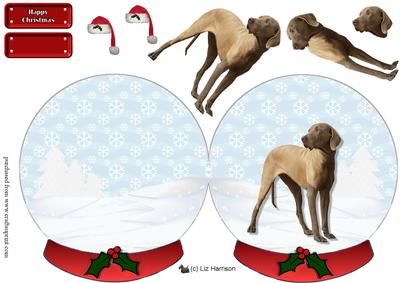 Weimaraner Dog in a Christmas Snow Globe
