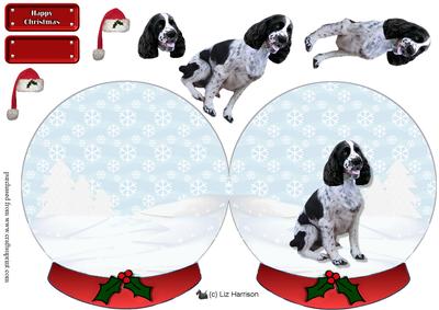 Springer Spaniel in a Christmas Snow Globe
