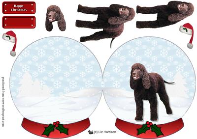 Irish Water Spaniel in a Christmas Snow Globe