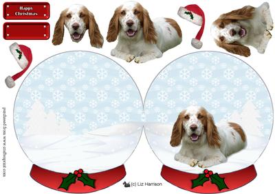 Welsh Springer Spaniel in a Christmas Snow Globe