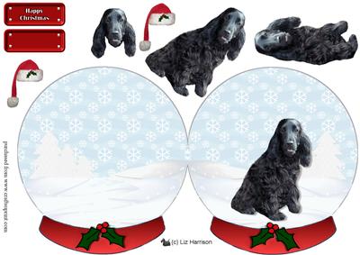 Black Cocker Spaniel in a Snow Globe