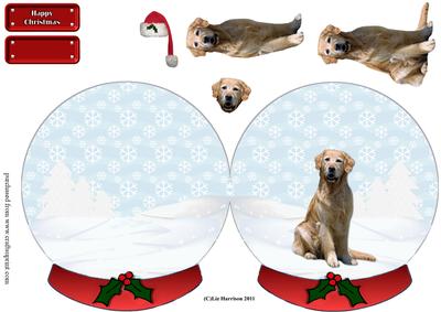Golden Retriever in a Christmas Snow Globe