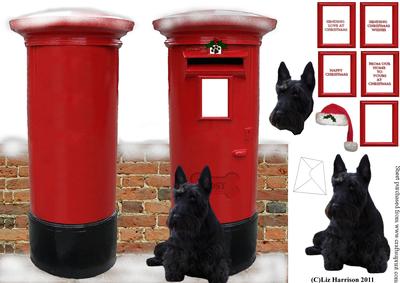 Scottish Terrier with a Christmas Post Box
