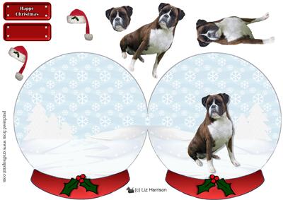 Boxer Dog Christmas Snow Globe