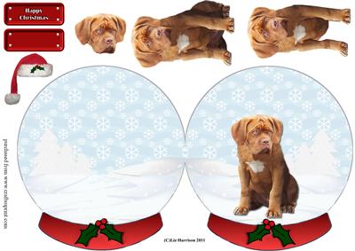 Dogue De Bordeaux Christmas Snow Globe