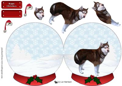 Siberian Husky Christmas Snow Globe