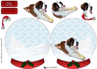 St Bernard Christmas Snow Globe
