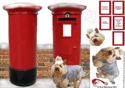 Yorkshire Terrier Christmas Post Box