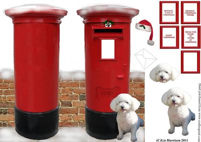 Bichon Frise Christmas Post Box