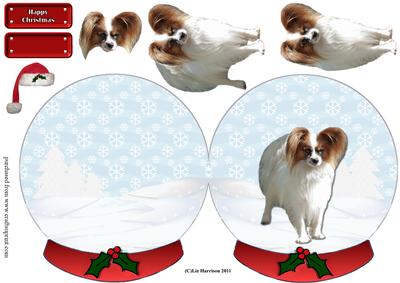 Papillon Christmas Snow Globe