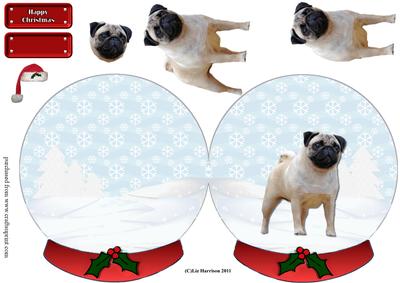 Pug Dog Christmas Snow Globe
