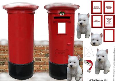 Westie Puppy Christmas Post Box