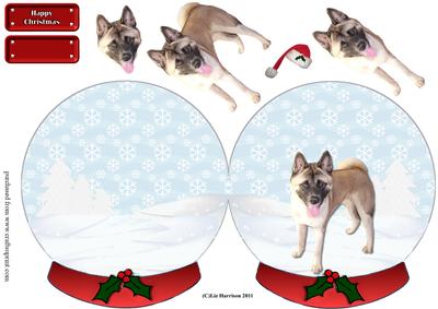 Akita Christmas Snow Globe