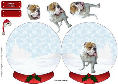 Bulldog Christmas Snow Globe