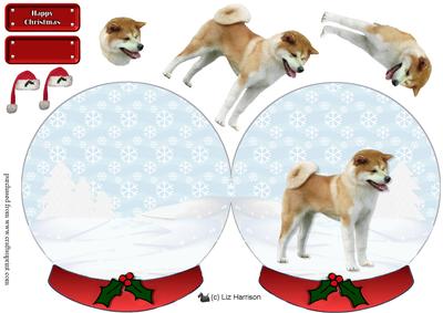 Japanese Akita Inu Christmas Snow Globe