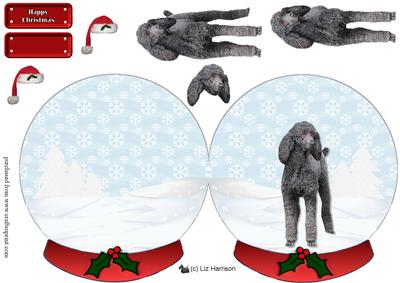 Black Standard Poodle Christmas Snow Globe