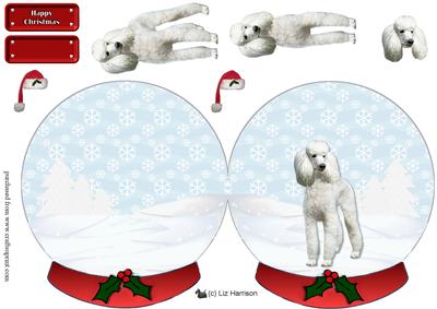 White Poodle Christmas Snow Globe
