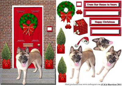 Akita Christmas Door Step
