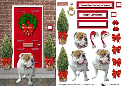 Happy Bulldog Christmas Door Step