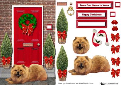 Chow Chow Christmas Door Step