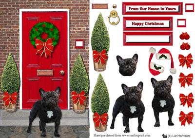 French Bulldog Christmas Door Step