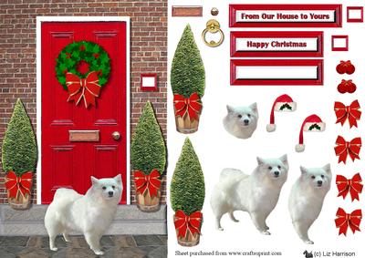 Japanese Spitz Christmas Dooe Step